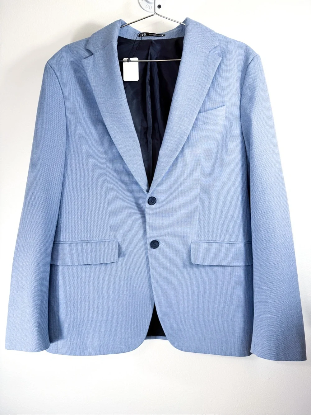 Zara Sky Blue Men's Blazer - Two-Button Notch Lapel